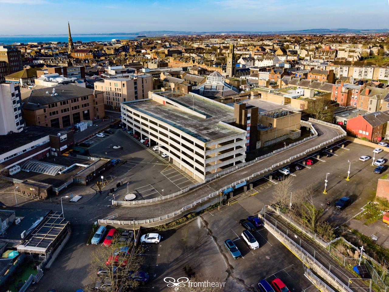 Kyle Rise Car Park - aerial view of multi-storey car park in Ayr town centre